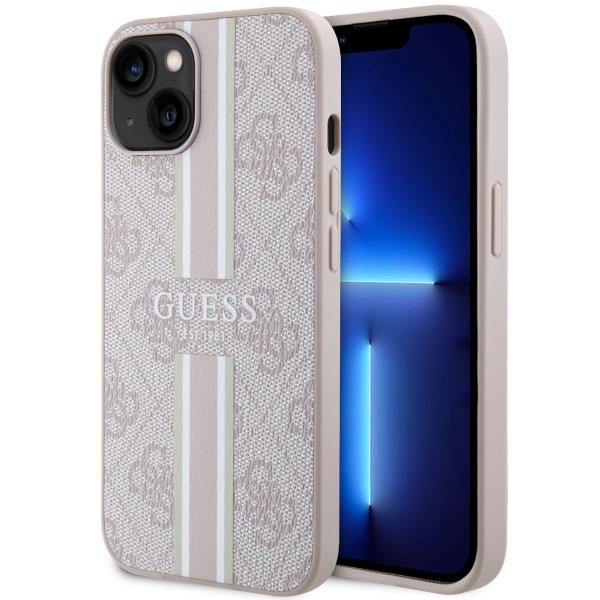 Capa Guess 4G Printed Stripes MagSafe para iPhone 14 Plus - rosa