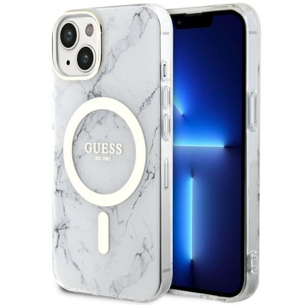 Capa Guess Marble MagSafe para iPhone 14 Plus - branca