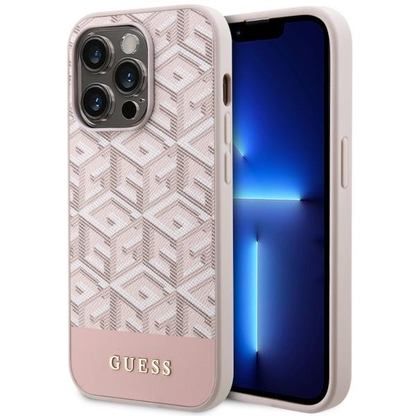 Capa Guess GCube Stripes MagSafe para iPhone 14 Pro Max - rosa