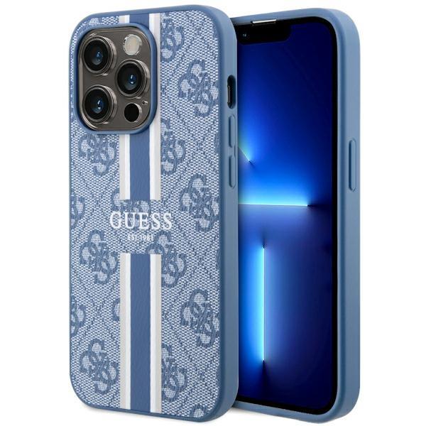 Capa Guess 4G Printed Stripes MagSafe para iPhone 14 Pro Max - azul
