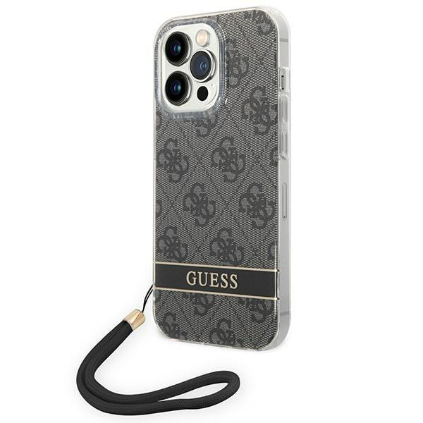 Capa Guess 4G Print Strap para iPhone 14 Pro - preta