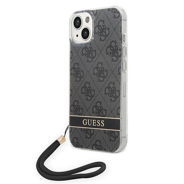 Capa Guess 4G Print Strap para iPhone 14 Plus - preta