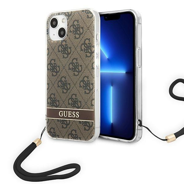 Capa Guess 4G Print Strap para iPhone 14 Plus - castanho