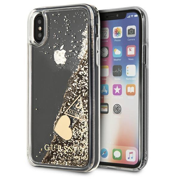 Capa Guess Glitter Charms para iPhone X / Xs - dourada