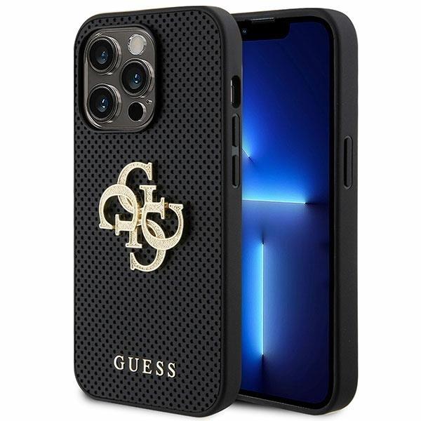 Capa Guess Perforated 4G Glitter para iPhone 15 Pro Max - preta