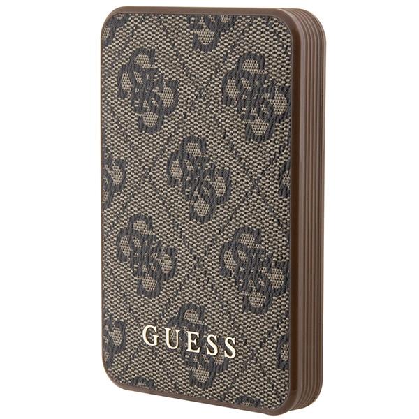 Powerbank Guess 4G Couro com Logo de Metal 15W 5000mAh - castanho