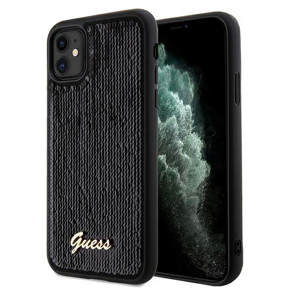 Capa Guess Sequin Script Metal para iPhone 11 / Xr - preta