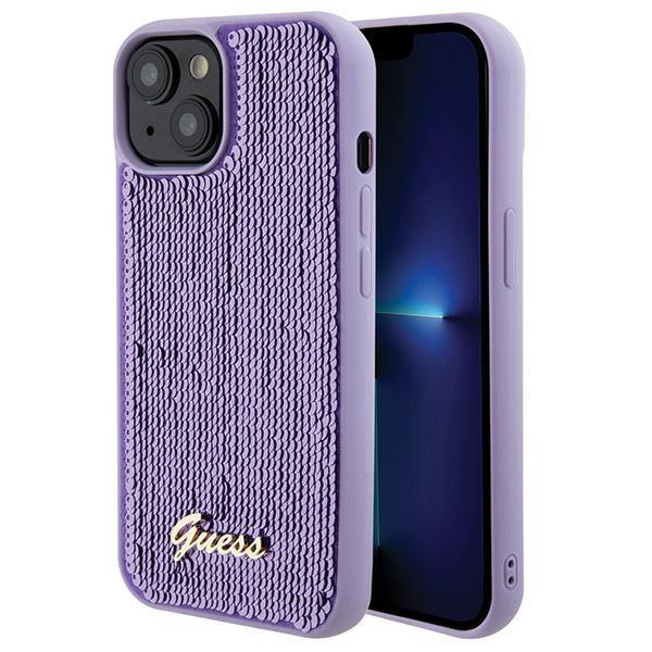 Etui Guess Sequin Script Metal para iPhone 15 - roxo