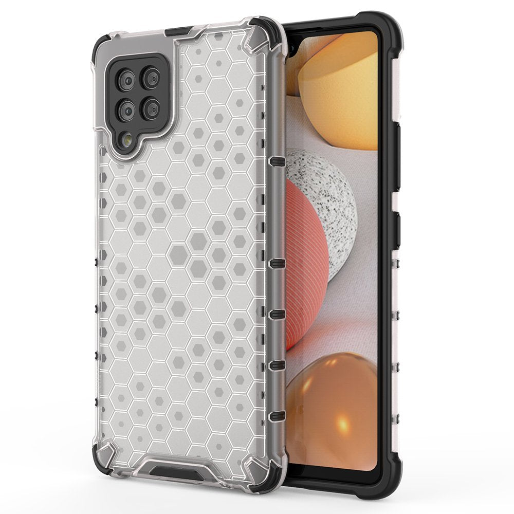 Capa de proteção Honeycomb para Samsung Galaxy A42 5G com moldura de gel vermelha.