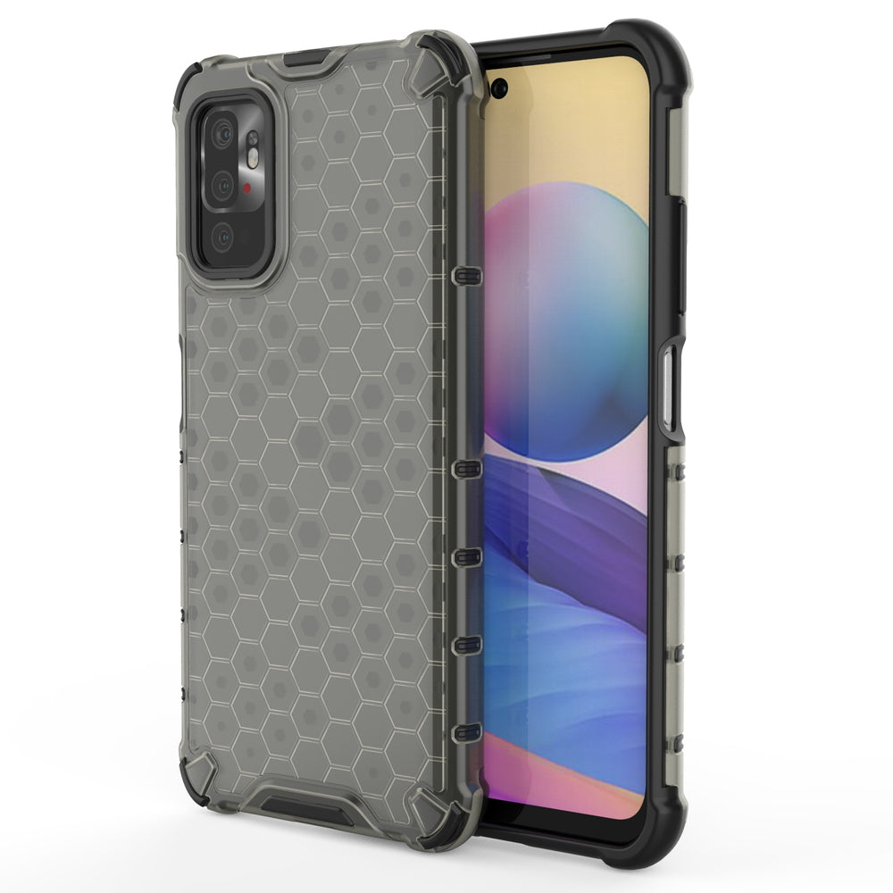 Capa protetora Honeycomb com moldura de gel para Xiaomi Redmi Note 10 5G / Poco M3 Pro preta