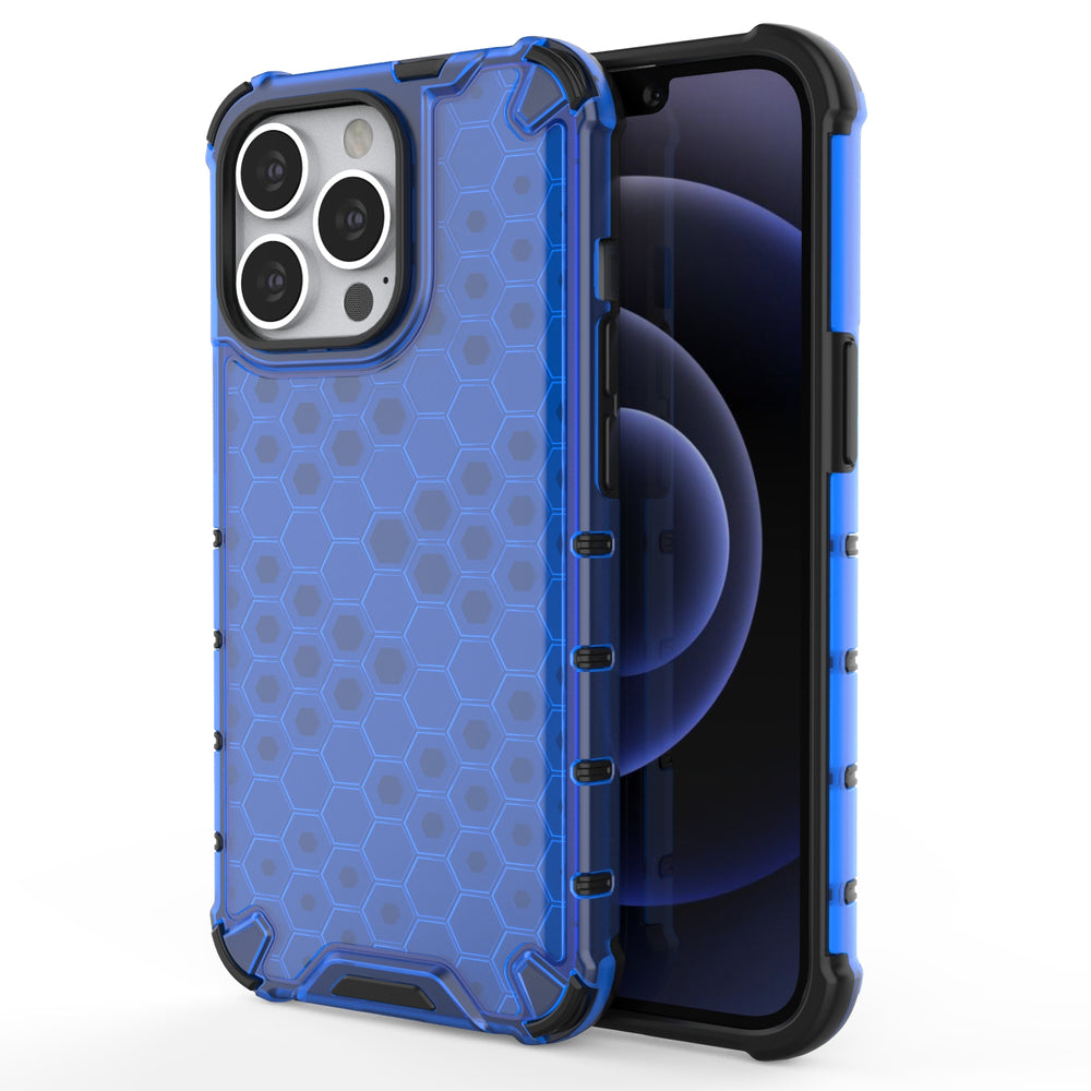 Capa protetora Honeycomb com moldura de gel para iPhone 13 Pro azul