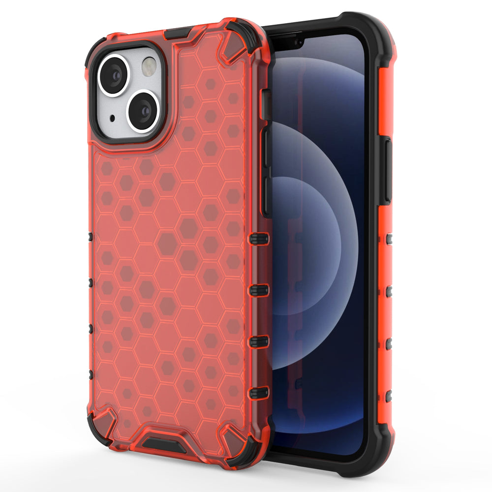 Estojo blindado Honeycomb com moldura de gel para iPhone 13 mini vermelho
