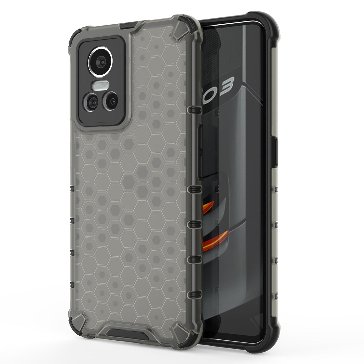 Capa protetora Honeycomb com moldura de gel para Realme GT Neo 3 preta
