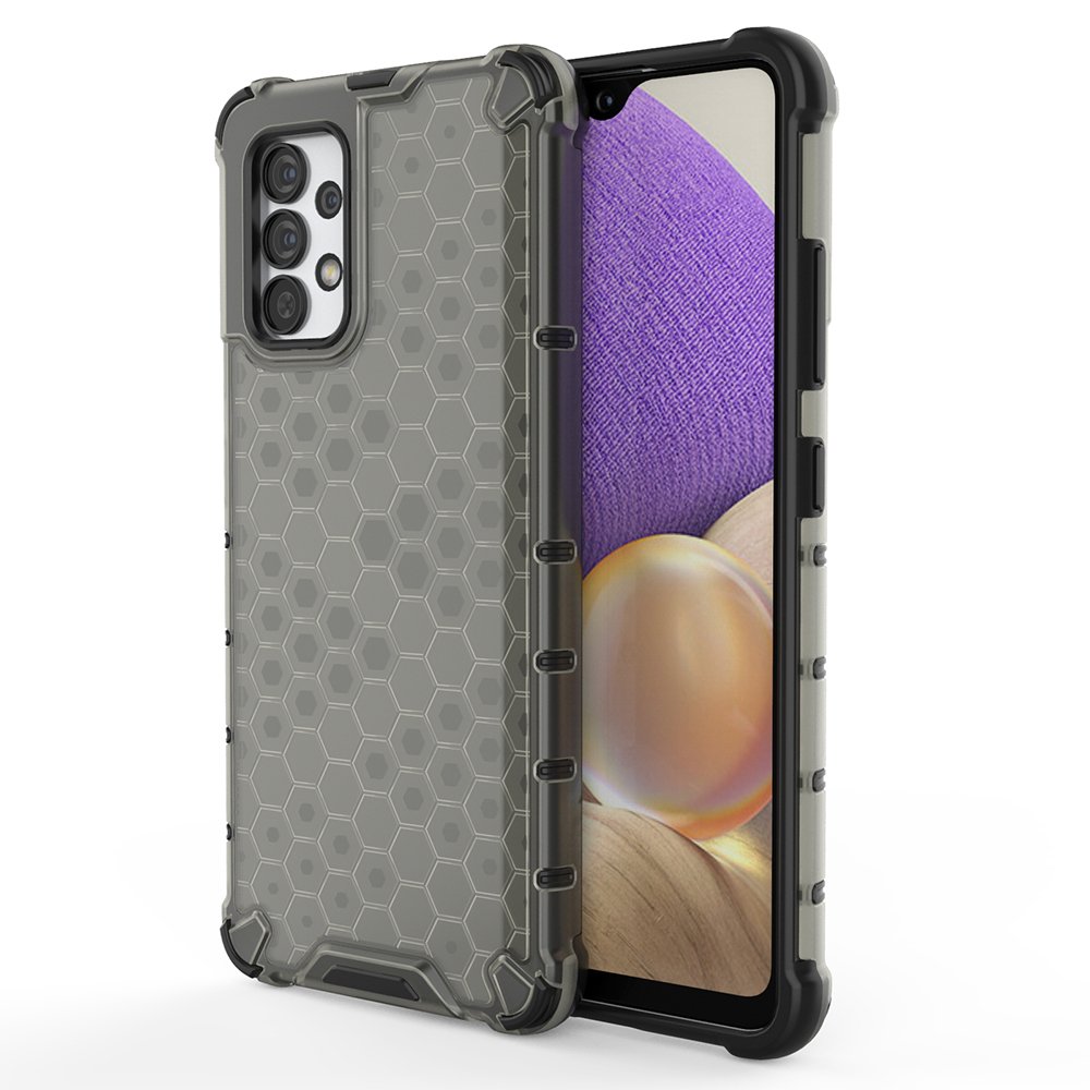 Estojo blindado tipo favo de mel com moldura de gel para Samsung Galaxy A03s (166,5) preto