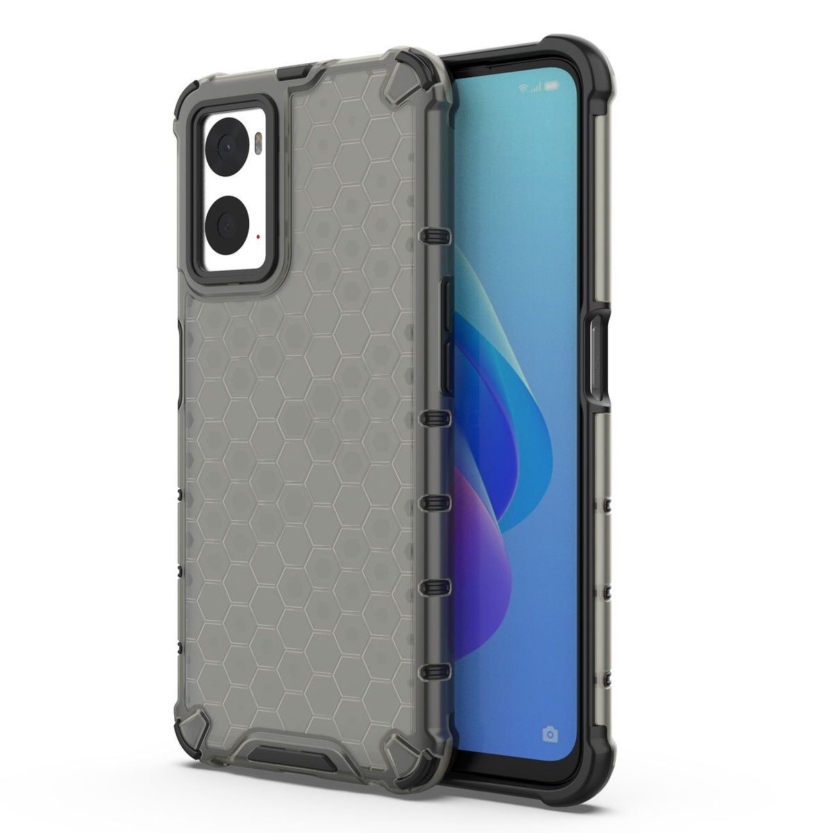Capa protetora Honeycomb com moldura de gel para Oppo A76 / Oppo A36 / Realme 9i preta