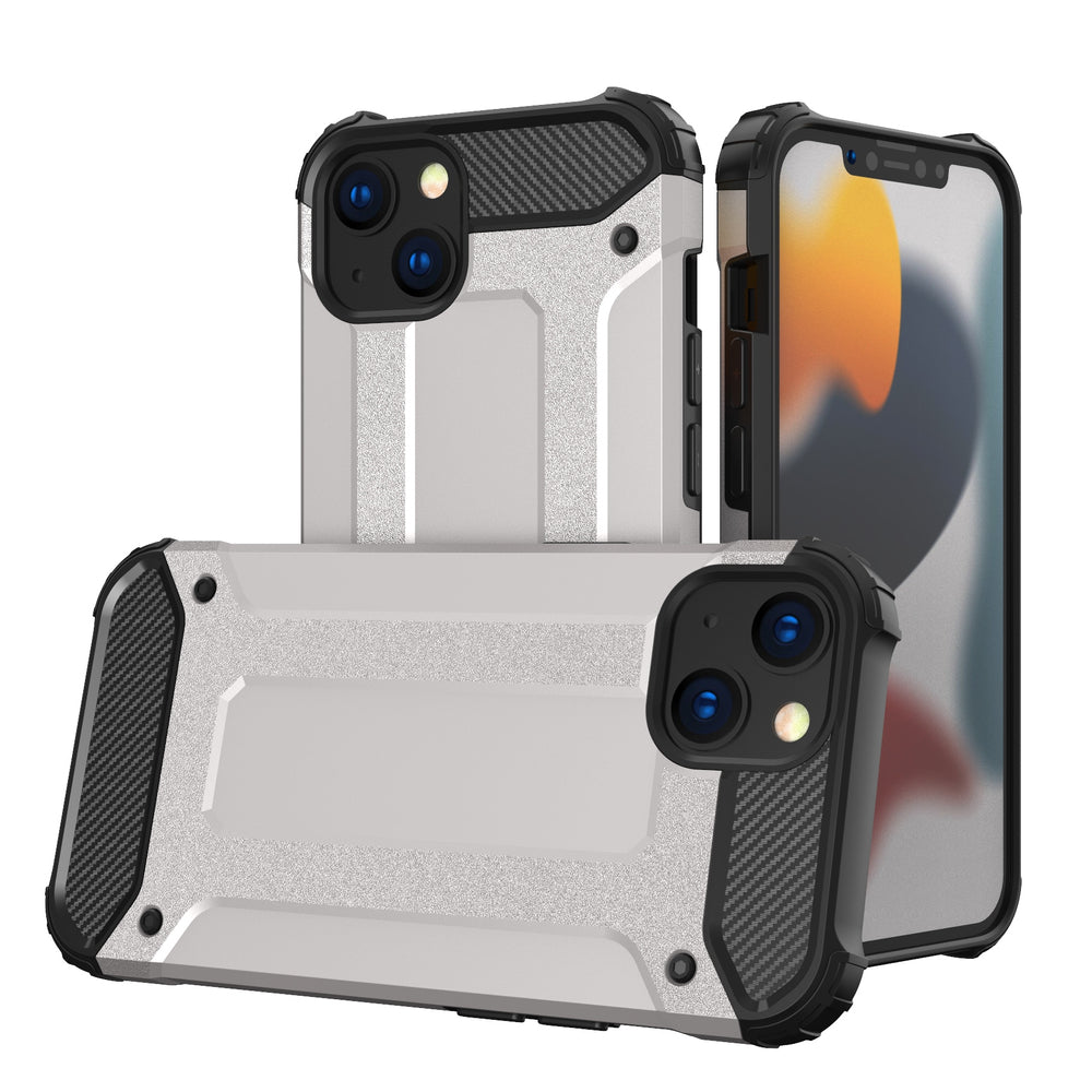Capa híbrida blindada Hybrid Armor para iPhone 13 mini prateada