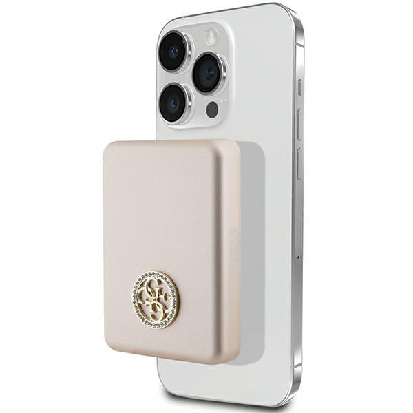 Powerbank indutivo Guess MagSafe 4G com Logo de Metal Strassado 5W 3000mAh - dourado