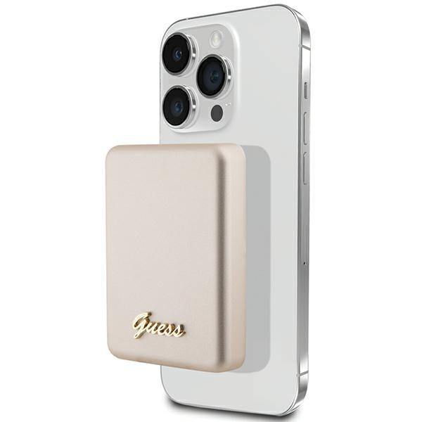 Powerbank indutivo Guess MagSafe com Logo Metal Script 15W 5000mAh - dourado
