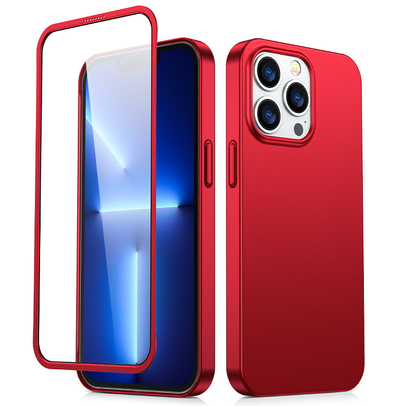 Capa Completa 360 Joyroom etui pokrowiec para iPhone 13 Pro Max, capa traseira e frontal + vidro temperado vermelho (JR-BP928 vermelho)