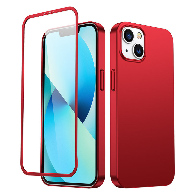 Joyroom 360 Full Case capa protetora para iPhone 13, cobertura traseira e frontal + vidro temperado vermelho (JR-BP927 vermelho)
