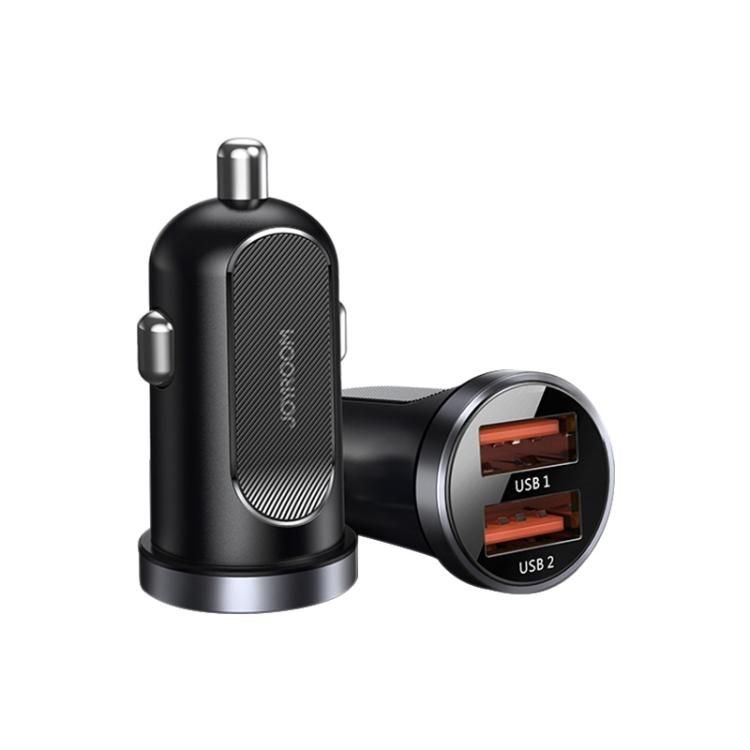 Carregador de carro rápido mini Joyroom C-A09 com 2x USB 30W Quick Charge, SCP, PD, AFC preto