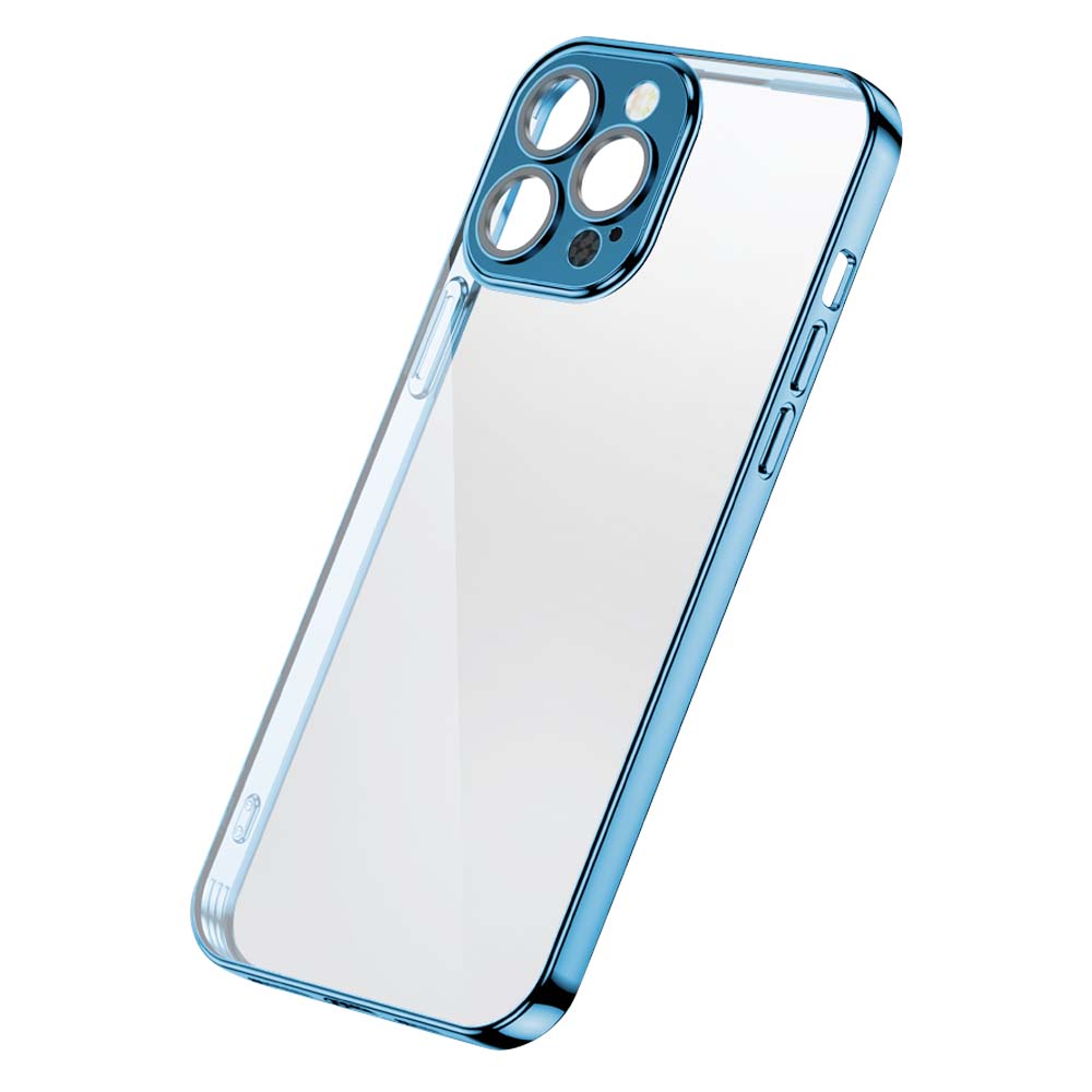 Capa Espelho Joyroom Chery para iPhone 13 com moldura metálica azul (JR-BP907 azul royal)