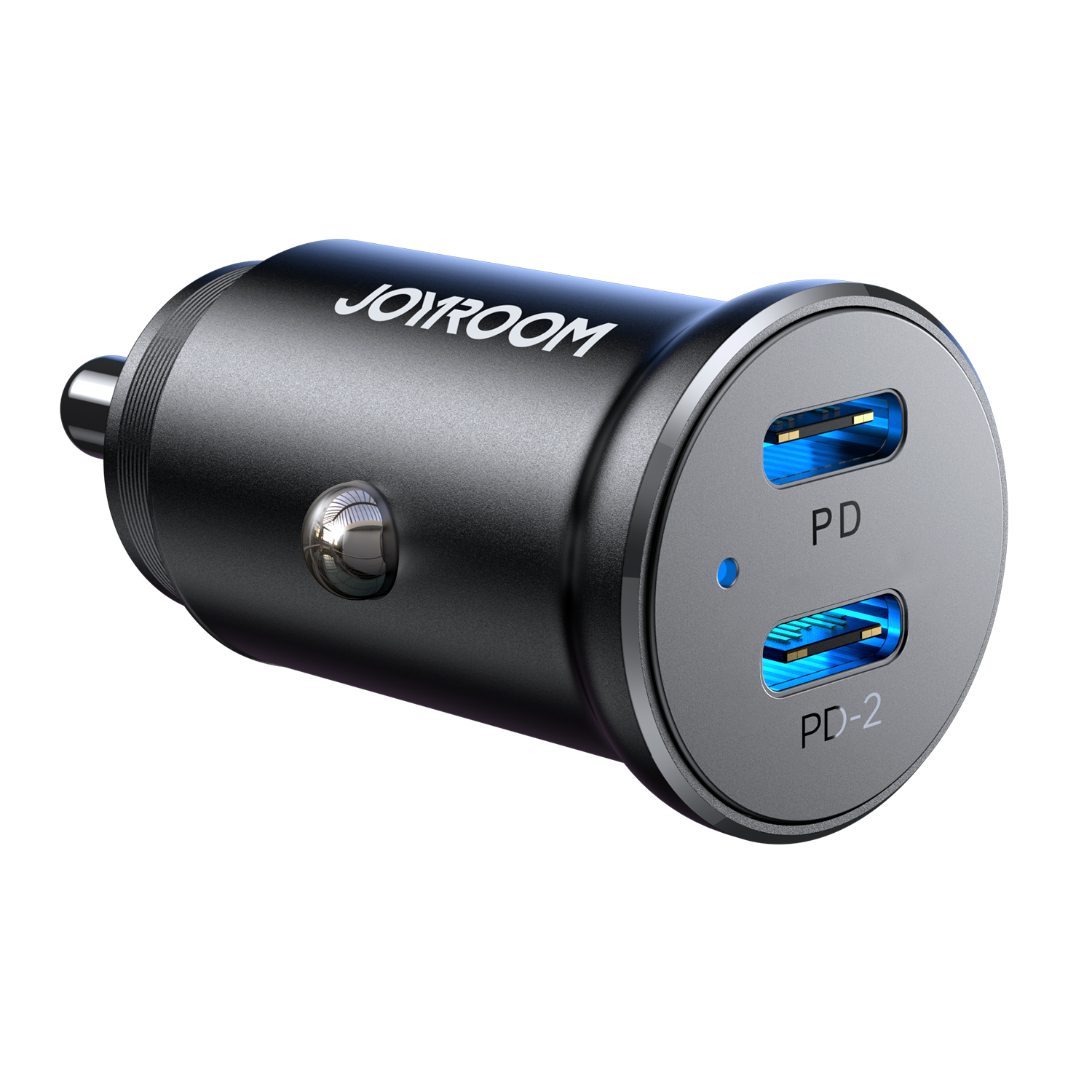 Mini carregador de carro Joyroom JR-CCN06 30W 2x USB-C metálico - preto