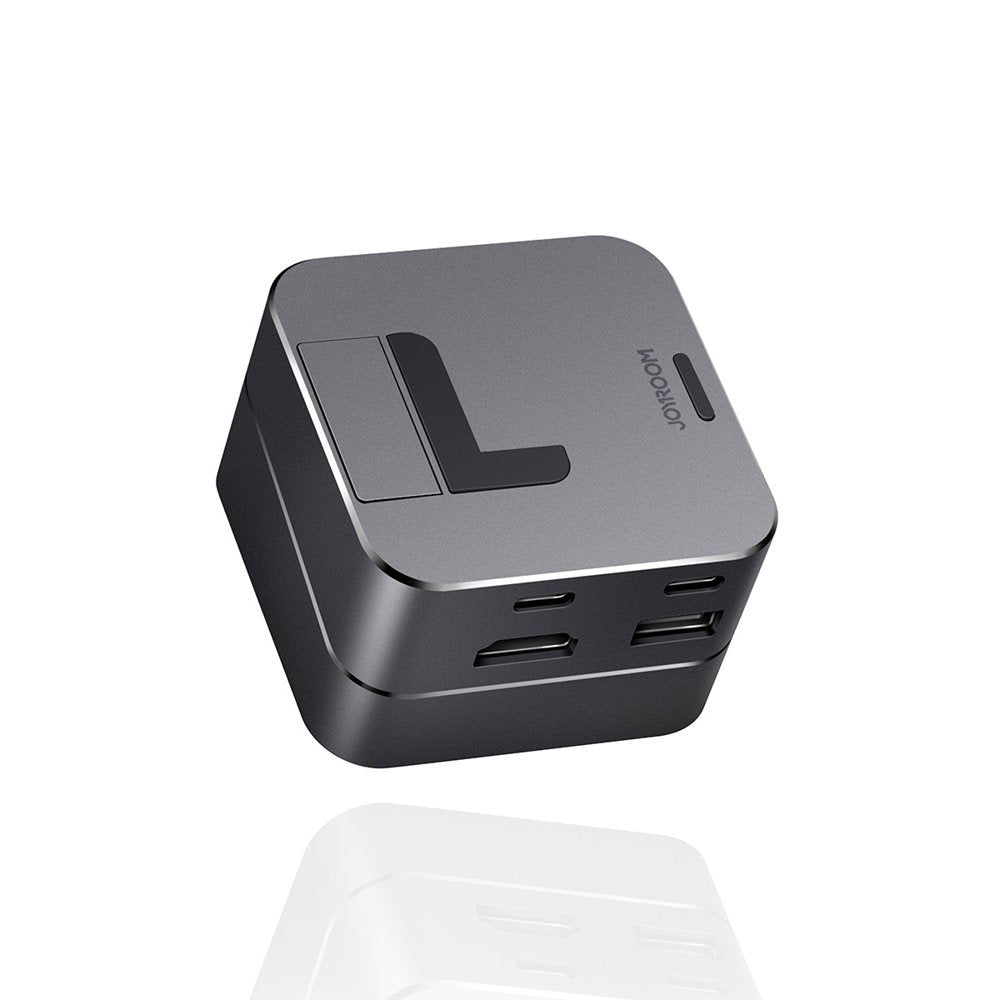 Joyroom base multifuncional HUB USB Tipo C - USB 3.0 / RJ45 / HDMI / USB Tipo C / Thunderbolt para MacBook Pro cinza (S-H121 Gray)