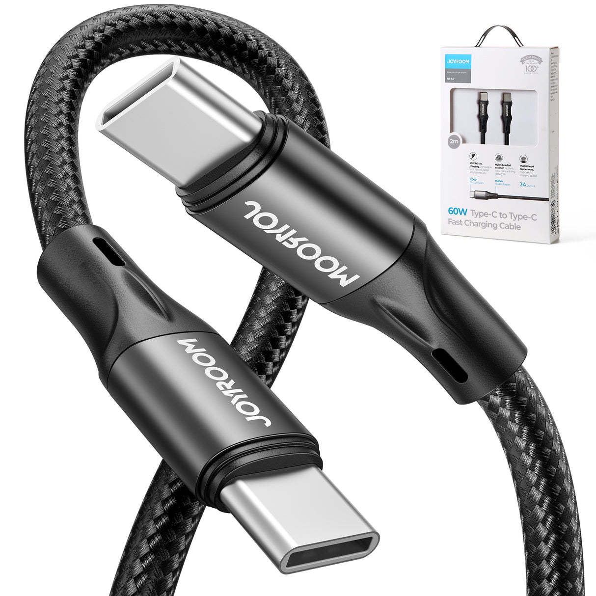 Cabo Joyroom S-2030N1-60 USB-C para USB-C PD 60W 3A 480Mb/s 2m - preto