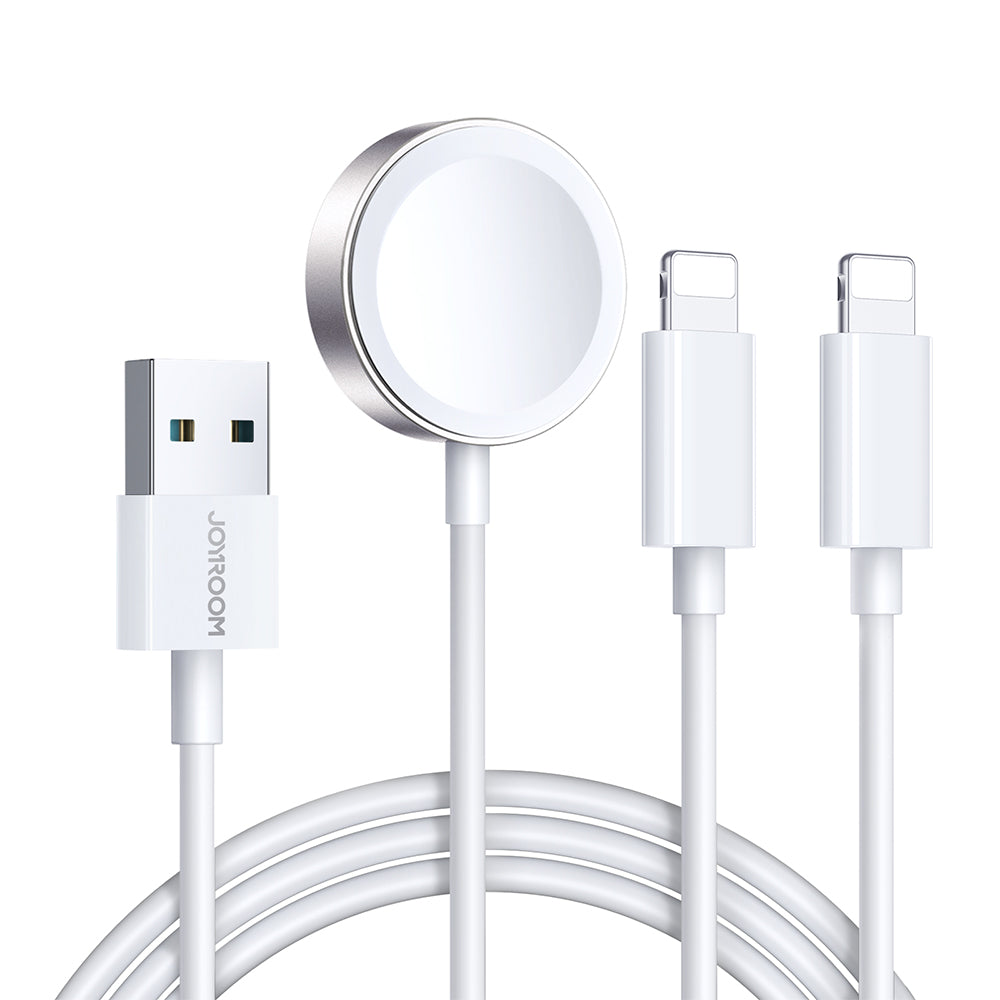Cabo 3 em 1 Joyroom S-IW007 carregador magnético USB-A para Lightning 1.2m - branco