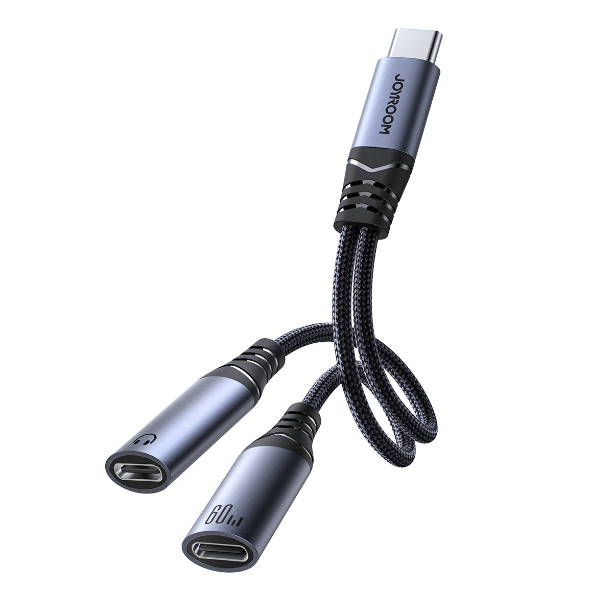 Adaptador DAC 2 em 1 Joyroom SY-C03 USB-C para 2x USB-C - preto