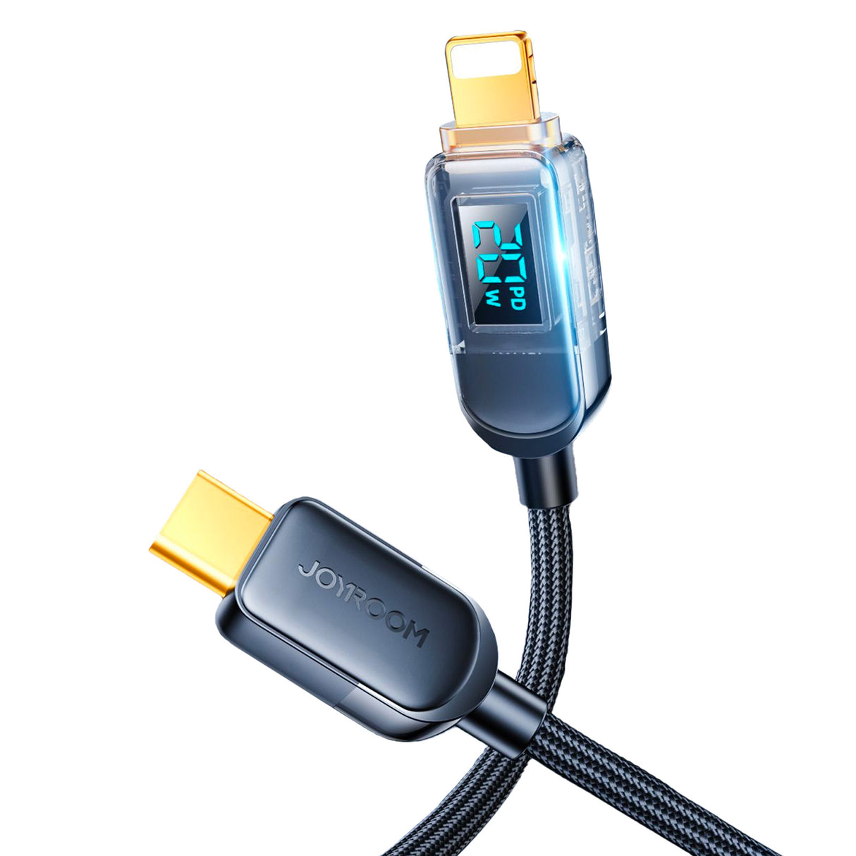 Cabo Joyroom USB C para Lightning 20W com display de potência de carregamento 1,2 m preto (S-CL020A4)