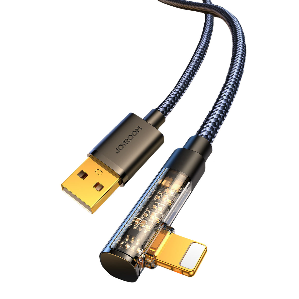 Cabo Lightning angular Joyroom - USB para carregamento rápido e transferência de dados 2.4A 1,2 m preto (S-UL012A6)