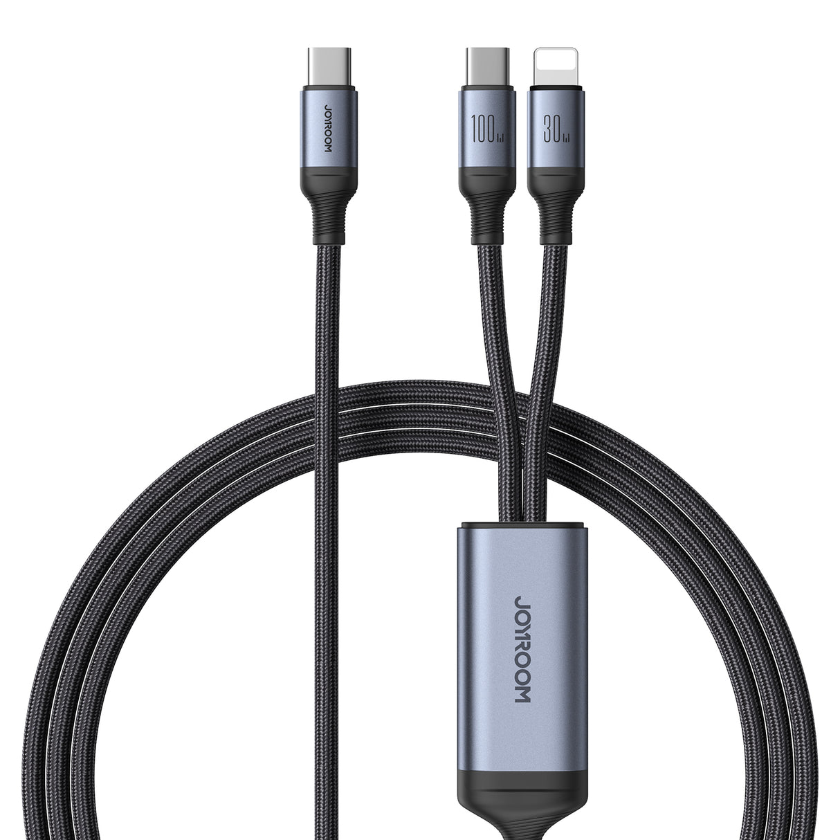 Cabo 2 em 1 Joyroom série speedy SA21-1T2 USB-C para USB-C / Lightning 100W 1.5m preto