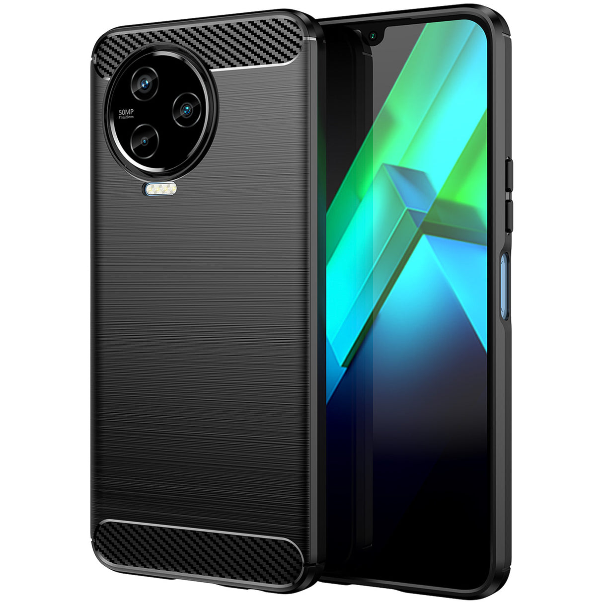 Capa de Carbono para Infinix Note 12 (2023) / Infinix Note 12 Pro em silicone flexível e carbono na cor preta