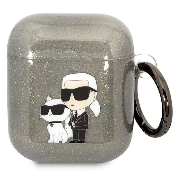 Estojo Karl Lagerfeld Glitter Karl&Choupette para AirPods 1/2 - preto