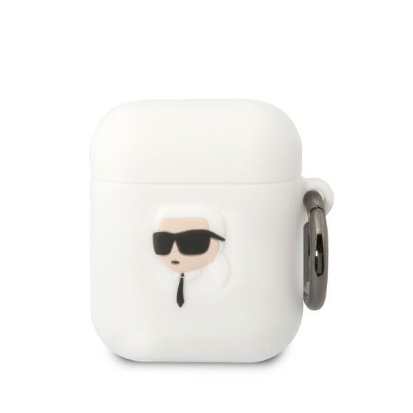 Capa Karl Lagerfeld de Silicone com Cabeça de Karl em 3D para AirPods 1/2 - branca