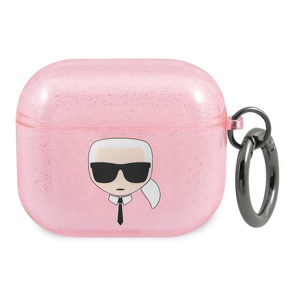 Estojo Karl Lagerfeld Glitter Karl's Head para AirPods 3 - rosa