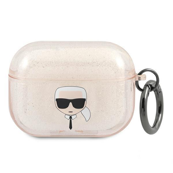 Estojo Karl Lagerfeld Glitter Karl's Head para AirPods Pro - dourado