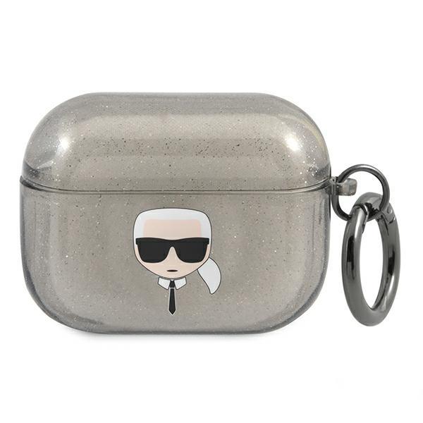 Estojo Karl Lagerfeld Glitter Karl's Head para AirPods Pro - preto