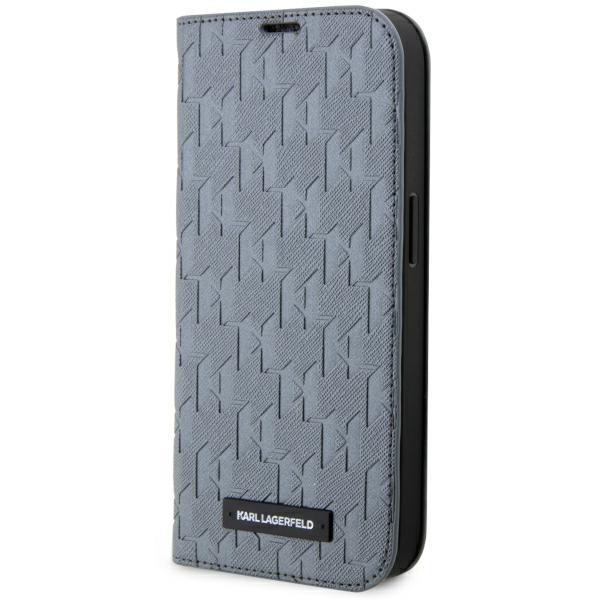 Estojo Karl Lagerfeld Saffiano Monogram para iPhone 14 Pro - prateado