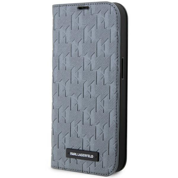 Etui Karl Lagerfeld Saffiano Monogram para iPhone 14 Pro Max - prateado