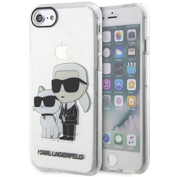 Capa Etui Karl Lagerfeld Glitter Karl&Choupette para iPhone 7 / 8 / SE 2020 / SE 2022 - transparente