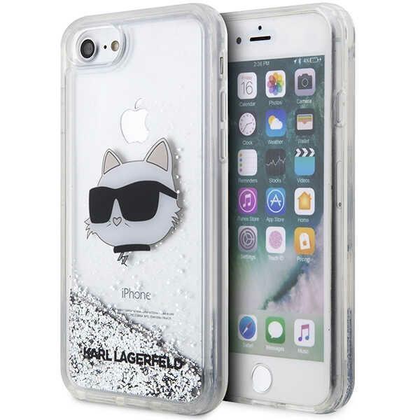 Capa Karl Lagerfeld Glitter Choupette Head para iPhone 7 / 8 / SE 2020 / SE 2022 - prateada