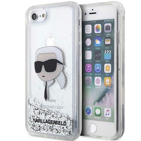 Capa Karl Lagerfeld Glitter com a Cabeça do Karl para iPhone 7 / 8 / SE 2020 / SE 2022 - prateada