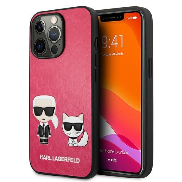 Capa Etui Karl Lagerfeld Ikonik Karl&Choupette para iPhone 13 Pro / iPhone 13 - cor fúcsia