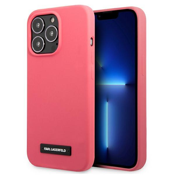 Capa Karl Lagerfeld Silicone Plaque para iPhone 13 Pro / iPhone 13 - cor fúcsia