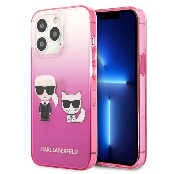 Capa Karl Lagerfeld Gradient Ikonik Karl&Choupette para iPhone 13 Pro / iPhone 13 - rosa