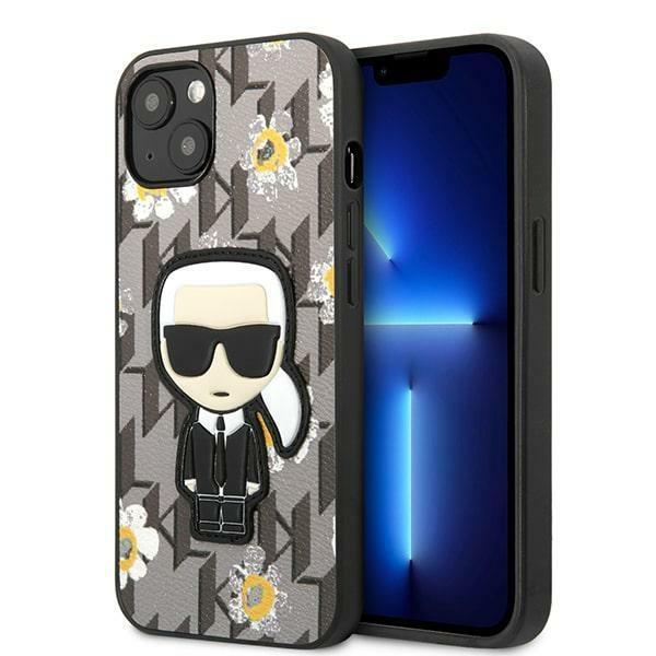 Etui Karl Lagerfeld Flower Ikonik Karl para iPhone 13 - cinza