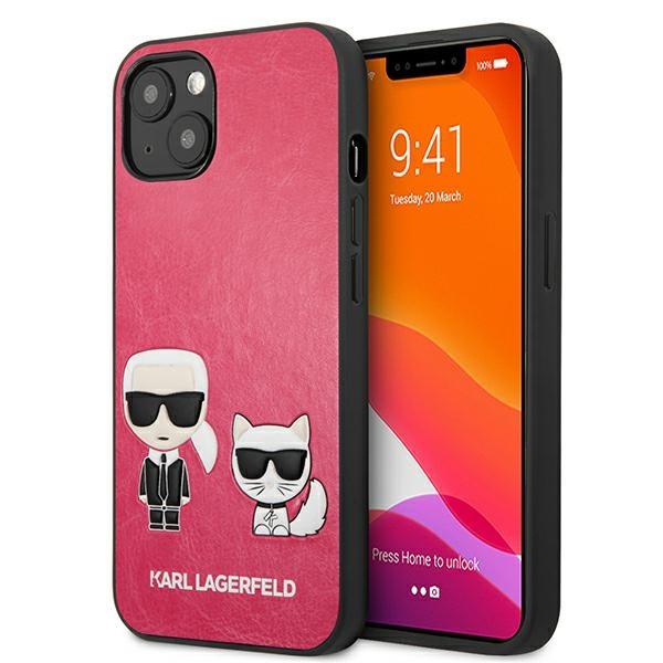 Capa Karl Lagerfeld Ikonik Karl&Choupette para iPhone 13 mini - cor fúcsia